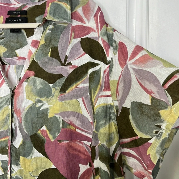 TAHARI 100% Linen Button Down Shirt - Picture 3 of 6